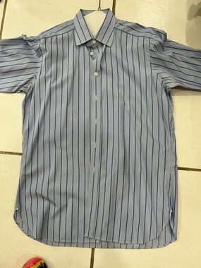 Turnbull & Asser Light Blue Shirt with royal blue Pinstripes